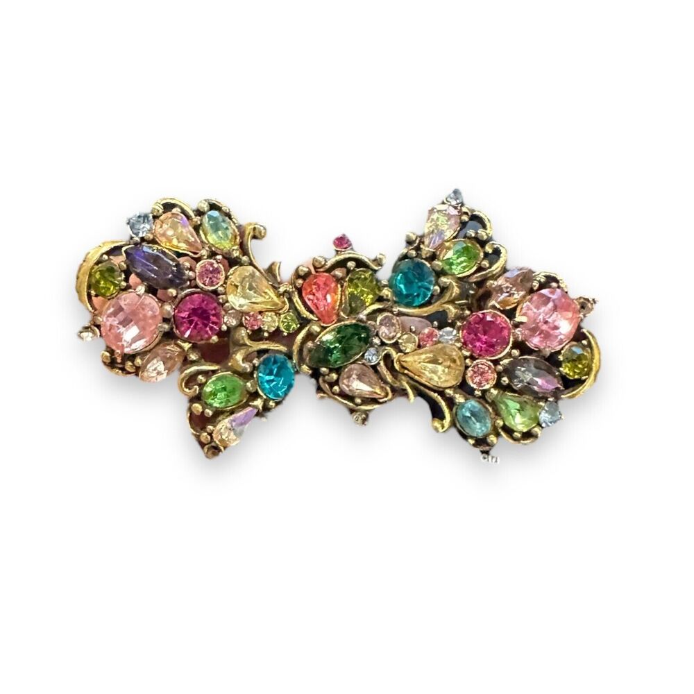 Hollycraft VINTAGE Rhinestone Fruit Salad Brooch Pin